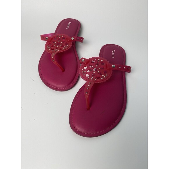 torrid Shoes - Torrid Pink Medallion Thong Flip Flops 10 WW Extra Wide